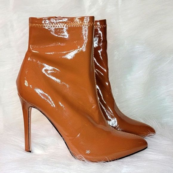NWOB CATHERINE PATENT LEATHER BOOTIES - Picture 1 of 1